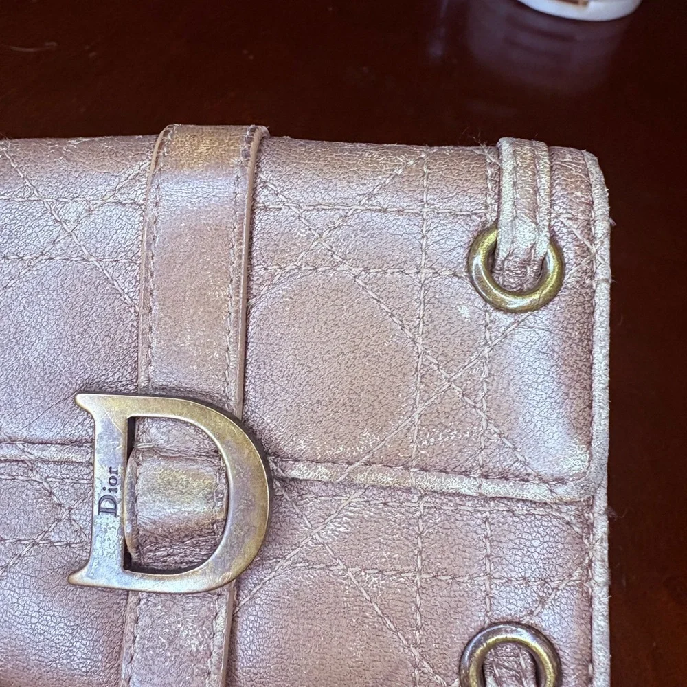 Dior champagne Gold Leather wallet